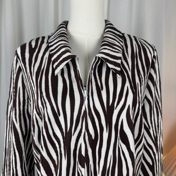 Vintage Joseph Ribkoff Brown Zebra-Print Tank + Matching Jacket Set size 18 - Picture 6 of 7